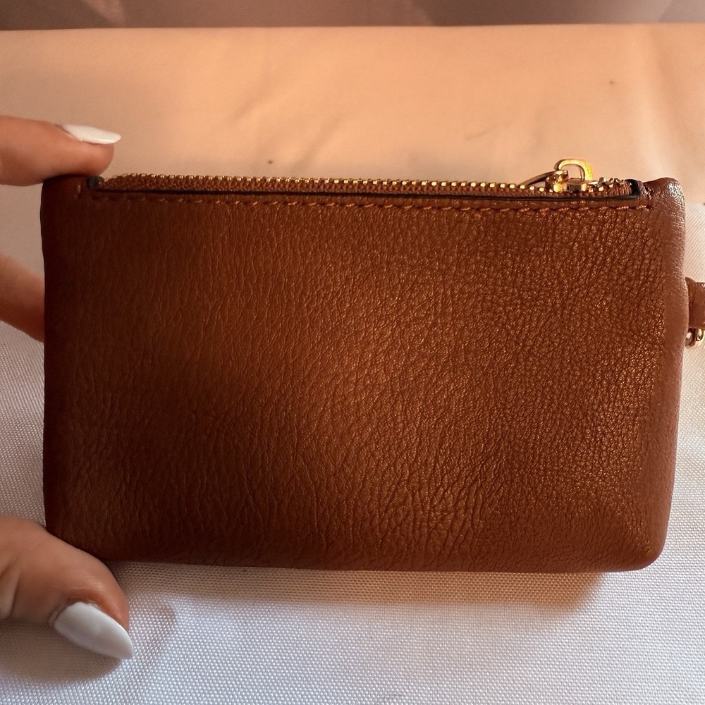 Dune London Brown Leather Card Holder Coin Purse Wallet Keychain Key Ring - Picture 3 of 8